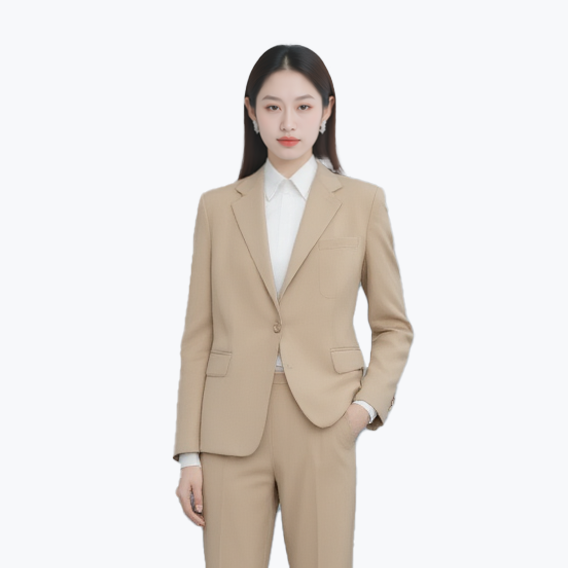 卡其女通勤套装