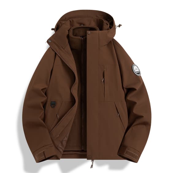 摇粒绒保暖内胆纯色连帽三合一冲锋衣情侣款KS1-962518通款