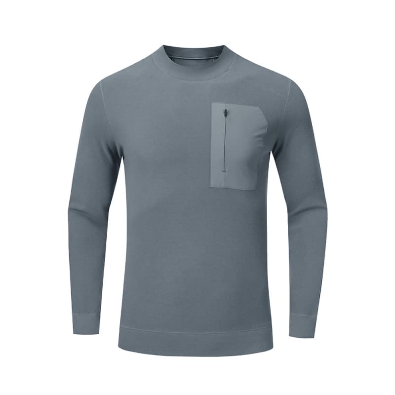 拼接户外抓绒圆领套头长袖T恤GJ76-683